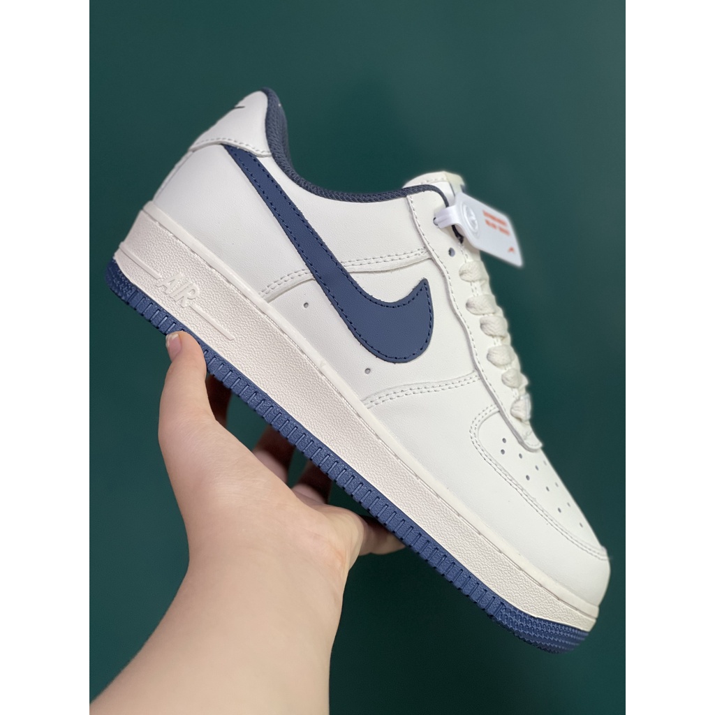 giày air foce 1 viền xanh navy sneaker, giày af1 viền xanh phối màu tinh tế, chuẩn hàng trung S.cấp