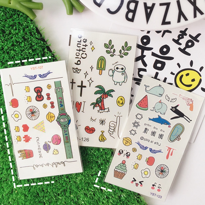 Hình Xăm Dán Tạm Thời Chống Thấm Nước Lâu Trôi Họa Tiết Hoạt Hình Phong Cách Hàn Quốc