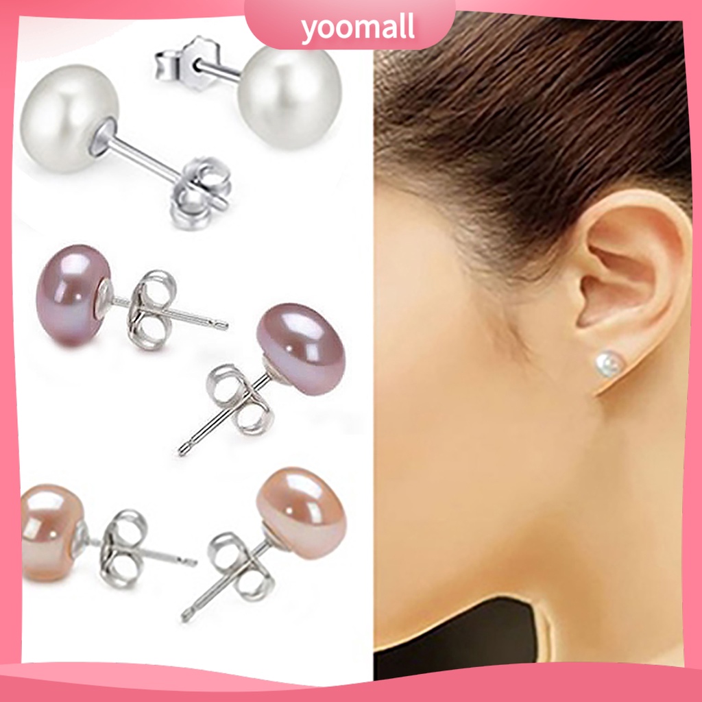 Khuyên Tai Mạ Bạc Đính Ngọc Trai Nhân Tạo Thời Trang