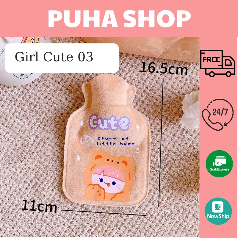 Túi chườm sưởi ấm tay chân mini 100ml Puha túi chườm nóng đau bụng kinh mùa đông ấm áp