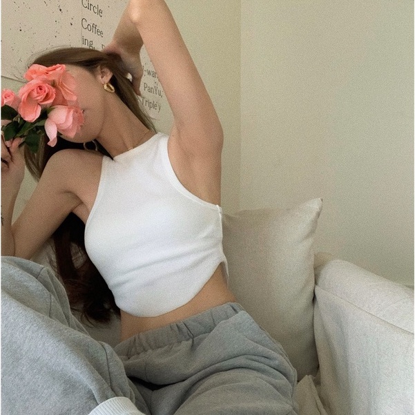 XIAO ZHAI NV QADCOL Áo Hai Dây Dáng Ôm Thiết Kế Độc Đáo Quyến Rũ