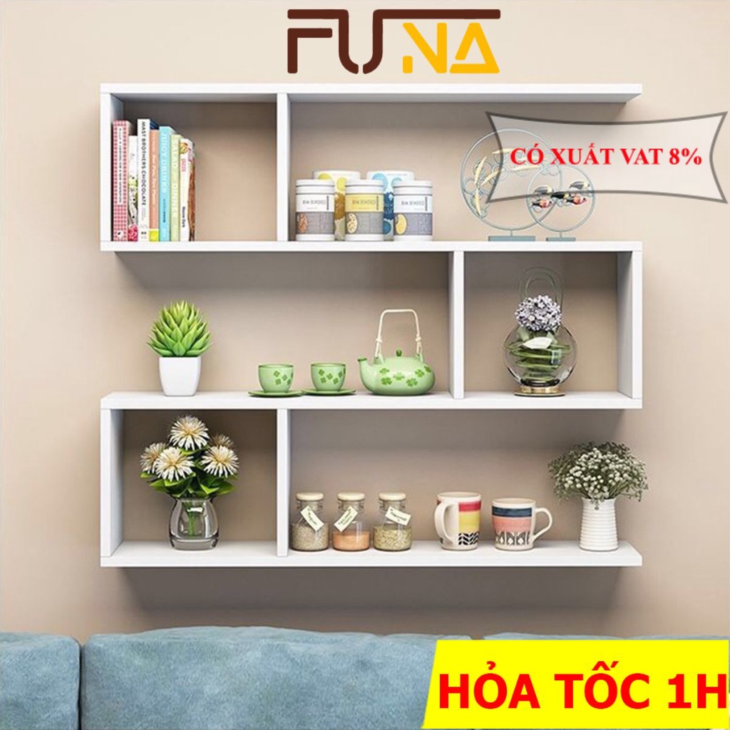 Kệ sách treo tường 4 tầng đơn giản mà đẹp dễ lắp đặt, có nhiều màu sắc và kích thước lựa chọn (full phụ kiện)