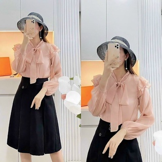 Sơ mi cổ nơ tiểu thư