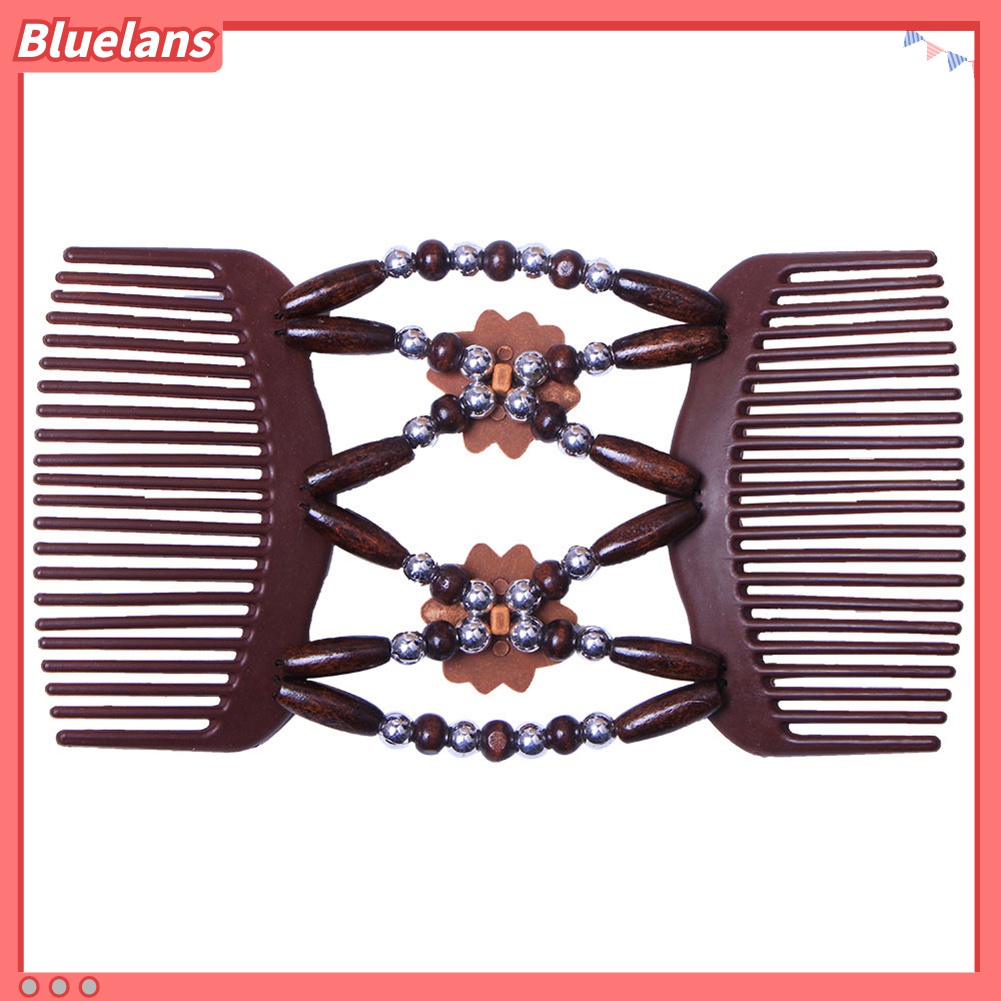 Lược Cài Tóc Bằng Gỗ Đính Hạt Hai Đầu Tạo Kiểu Tóc Cho Nữ 48h