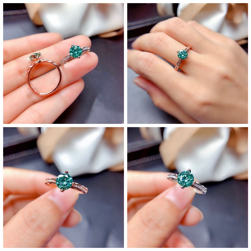 Nhẫn mạ bạc 925 đính đá xanh lục thời trang tinh tế cho nữ 0.5