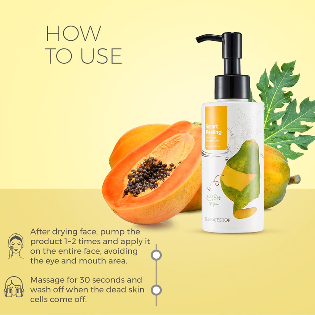 TẨY TẾ BÀO CHẾT ĐU ĐỦ SMART PEELING MILD PAPAYA THE FACE SHOP 150ML