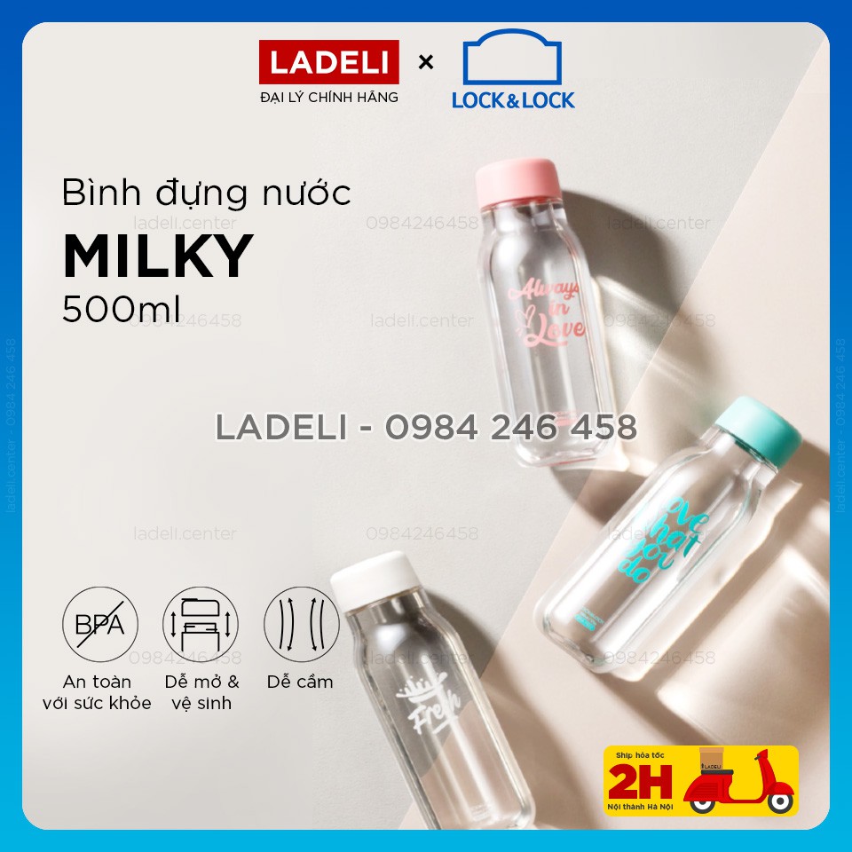 Bình nước nhựa LOCK&LOCK Milky HAP654 dung tích 500ml