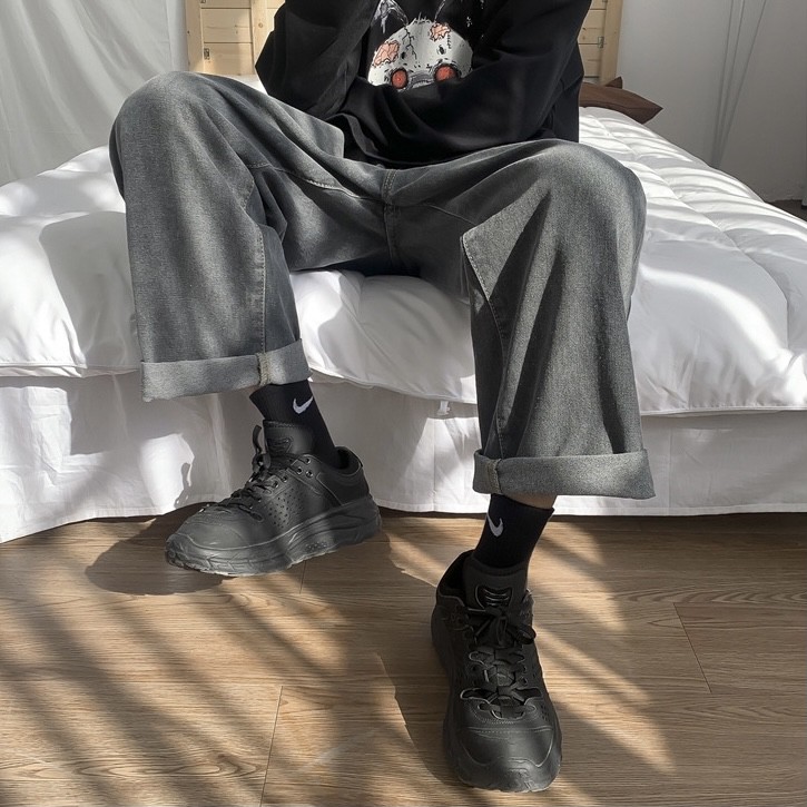 [Hàng có sẵn] Quần Jean Trơn Dáng Gọn Phong Cách Unisex Lưng Thun Dễ Phối Đồ