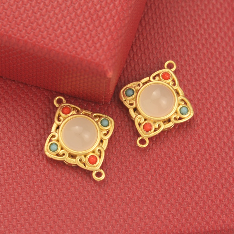 Mặt Dây Chuyền Đôi Bằng Vàng Cát Phong Cách Nepal Nhiều Màu Sắc diy