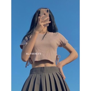 [ẢNH THẬT ĐỘC QUYỀN SMOR.VN] Áo croptop tay ngắn, xẻ eo