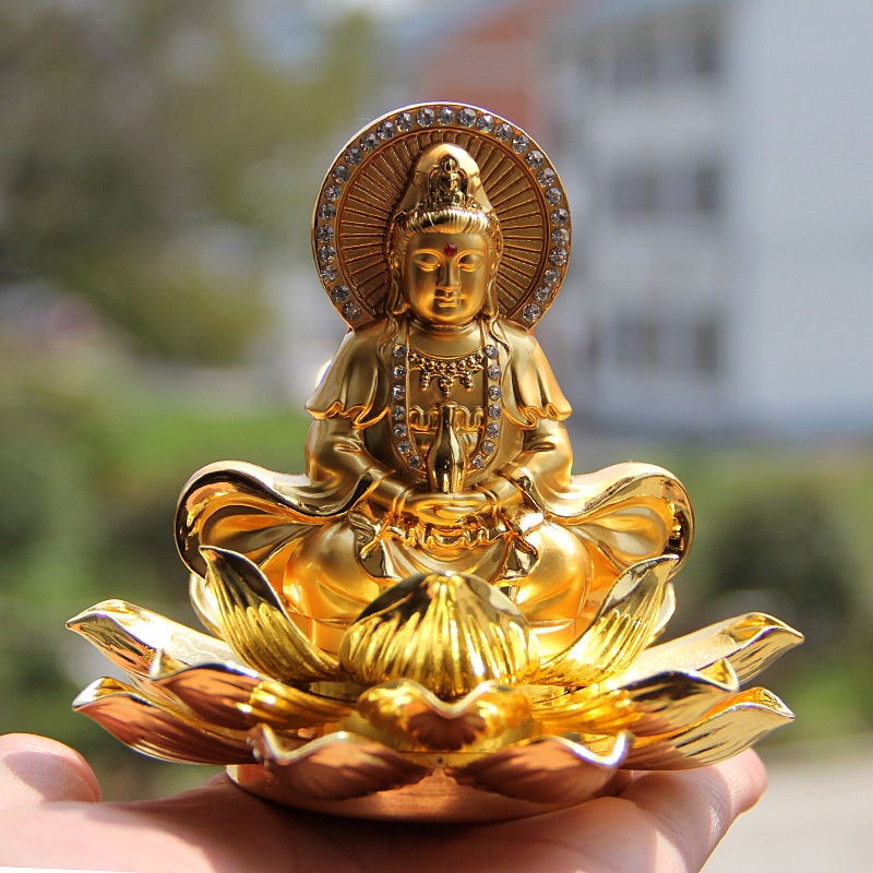 Tượng Phật Quan Thế Âm Bồ Tát tọa đài sen mạ vàng đính đá cao cấp, Tượng Phật Như Lai Từ Bi Hỉ Xả Mạ vàng Cao cấp
