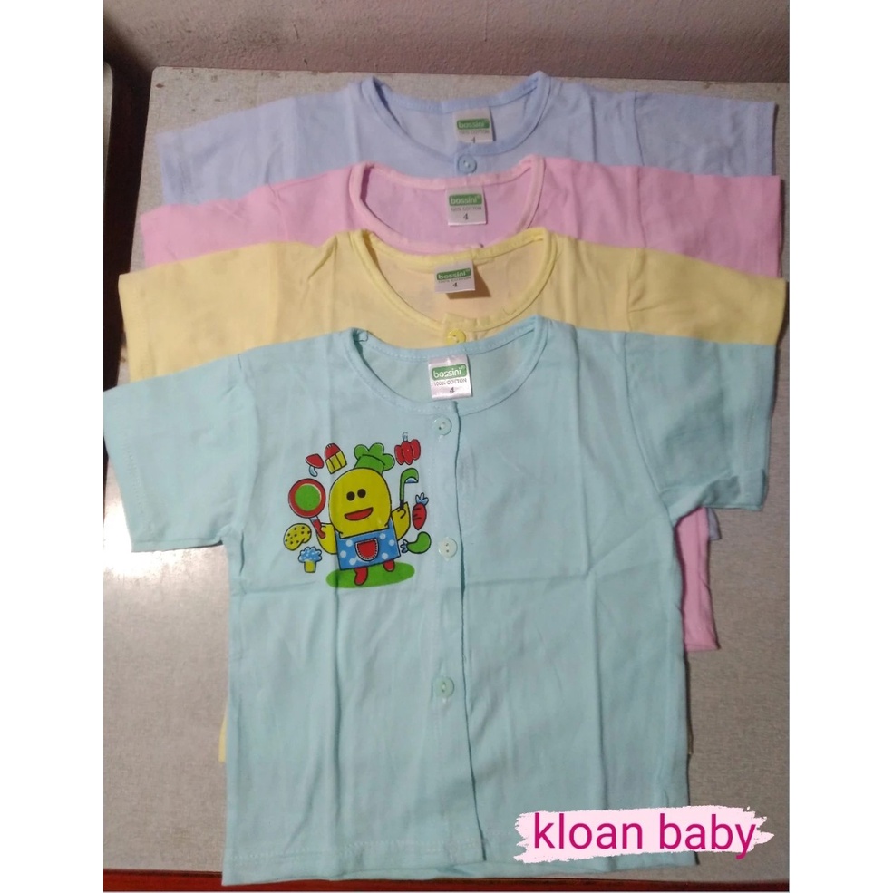 Áo nút giữa tay ngắn màu sơ sinh 100% cotton