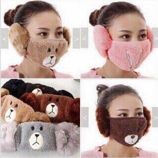 KHẨU TRANG GIỮ ẤM MÙA ĐÔNG KÈM BỊT TAI KIỂU DÁNG DỄ THƯƠNG