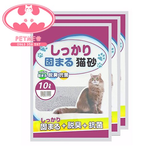Cát Nhật trắng vệ sinh cho mèo 3 mùi hương 10L dạng túi tiết kiệm - PETMEO