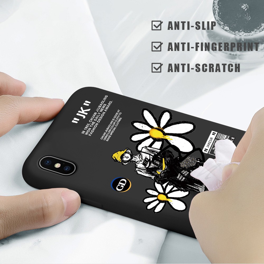 Samsung Galaxy S7 Edge S8 S9 Plus S9+ S8+ Liquid Silicone  INS Flower Soft Phone Case Protective Daisy Casing Full Cover Shockproof Back Cases Ốp lưng điện thoại Bao mềm In Hình cho