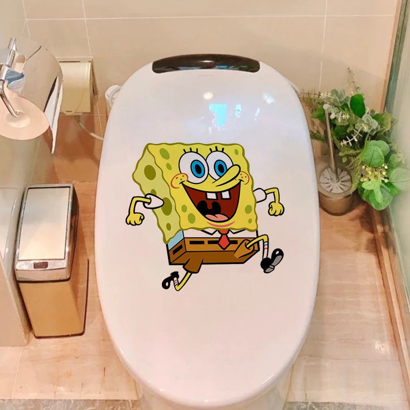 Sticker Dán Toilet Chống Thấm Nước Họa Tiết Hoạt Hình SpongeBob Dễ Thương