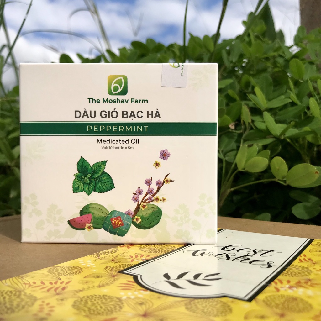 Dầu Gió Bạc Hà Thiên Nhiên The Moshav Farm -Thơm Mát Thông Mũi Xua Côn Trùng-Chai Xịt 5ml