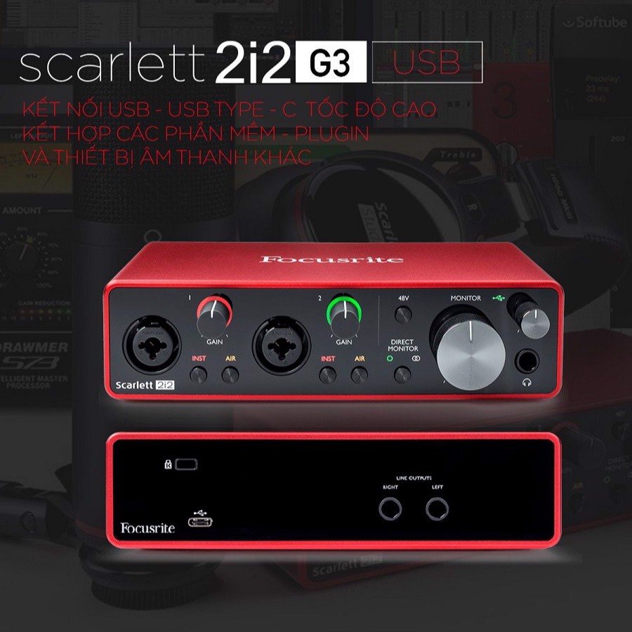 Soundcard Focusrite Scarlett 2i2 Gen 3 ⚡ BẢO HÀNH 1 NĂM ⚡Sound Card Âm Thanh - Focus USB Audio SoundCard (3rd - Gen3)