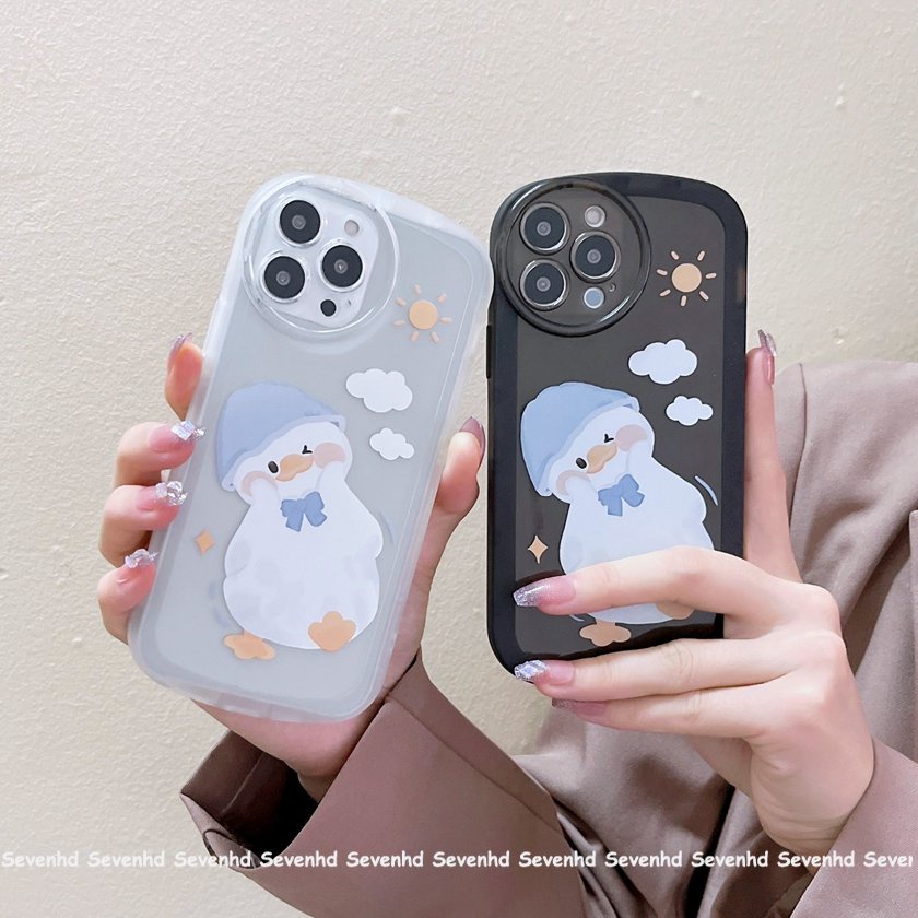 Ốp Điện Thoại Mềm Trong Suốt Họa Tiết Chú Vịt Mắt To Hoạt Hình Cho iPhone 14 13 12 11 Pro Max X XR Xs Max 8 7 Plus SE 2020