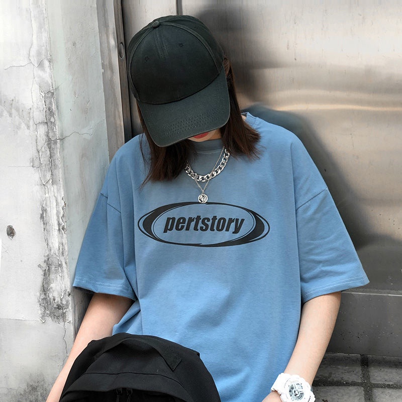 Áo Thun COZOK Tay Ngắn Dáng Rộng In Chữ Kiểu Hồng Kông Cá Tính