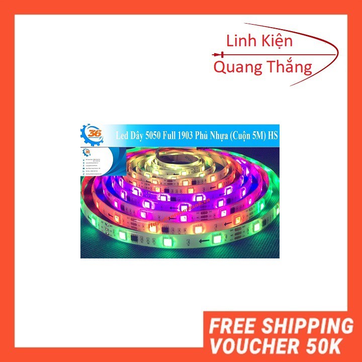 Led dây dán full màu 1903 nhây tự động - cuộn 5m bọc slicon chống nước