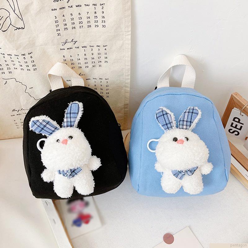 Túi đi học hình thỏ hoạt hình bằng canvas + polyester dành cho trẻ em