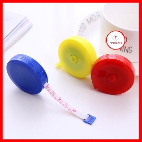 Thước dây đo eo rút tự động cuộn tròn cho bạn nữ dài 1.5m màu xanh đỏ hồng