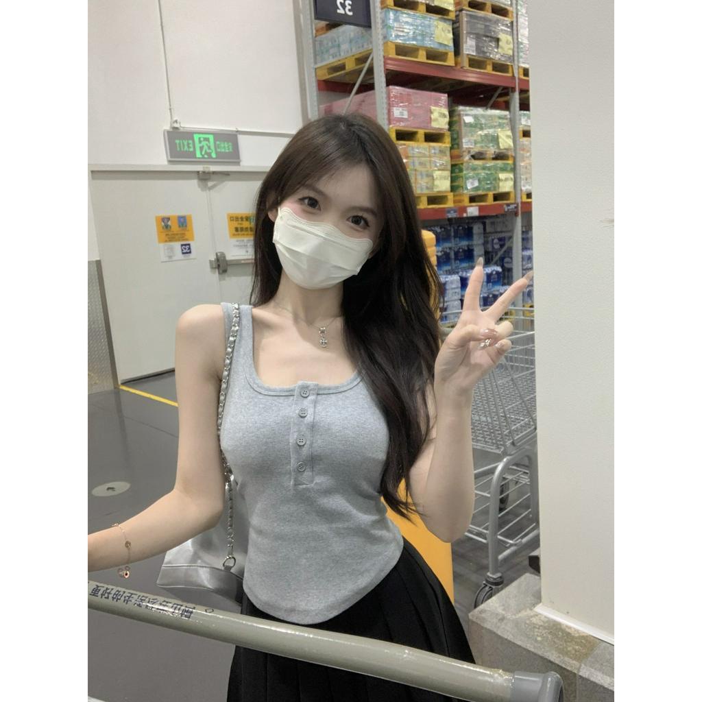 Áo Hai Dây Dáng Dài Ôm Sát Viền Cong Phong Cách Âu Mỹ Cho Nữ