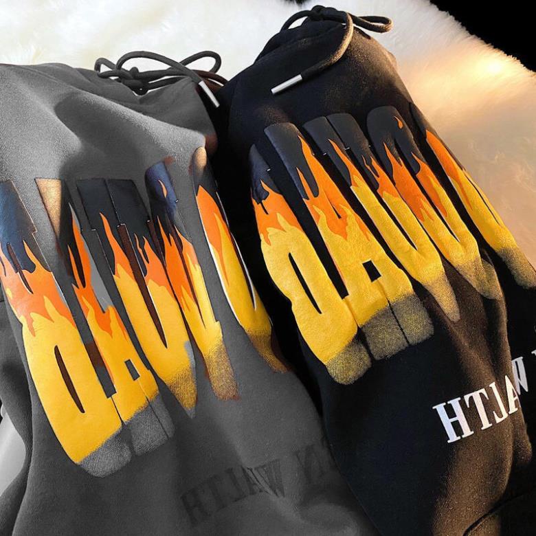 Hoodie Nam Nữ Dáng Rộng Chất Nỉ Lì Hingf Chữ Lửa Mũ Rộng Form To Unisex Dày Đẹp