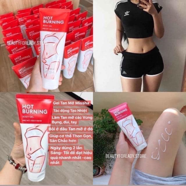 Kem Tan Mỡ Bụng Missha Hot Burning Perfect Body Gel 200ml Hàn Quốc, Gel Massage Giảm Thon Gọn Eo đùi bắp tay