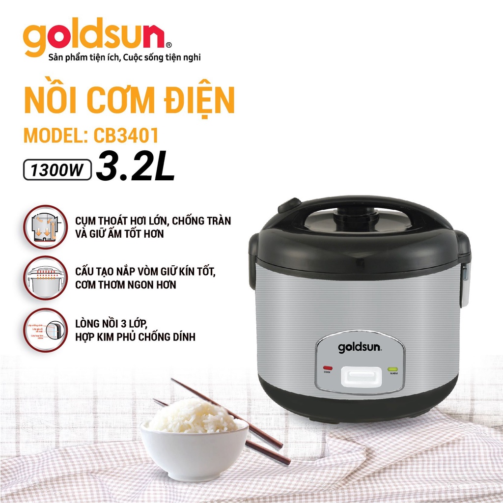 Nồi cơm điện 3,2L Goldsun CB3401