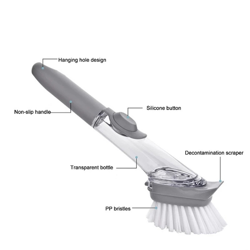 Cọ Rửa Chén Dĩa/ Xà Phòng Có Tay Cầm Dài 24CM Có Thể Bơm Lại Cho Nhà Bếp