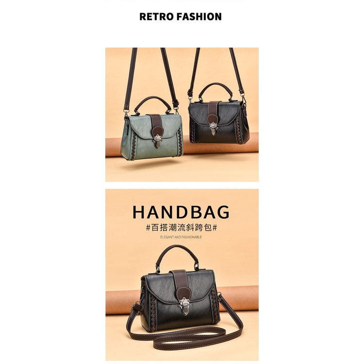Túi Đeo Chéo Da PU Màu Trơn Phong Cách Vintage Thanh Lịch Cho Nữ