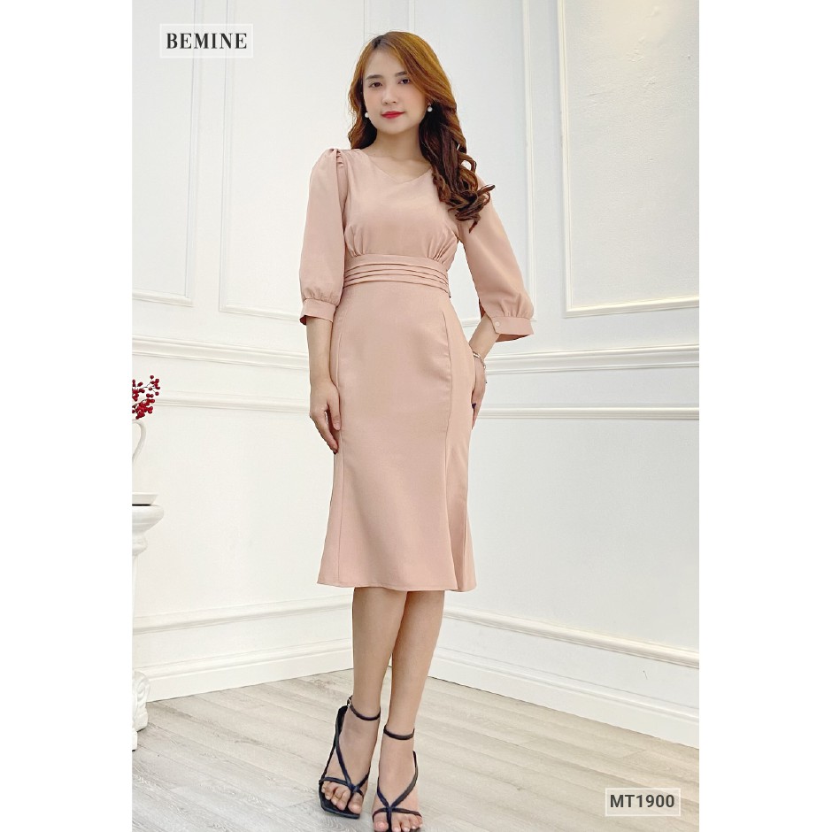 Đầm tay lỡ đuôi cá cột eo BEMINE MT1900NAU