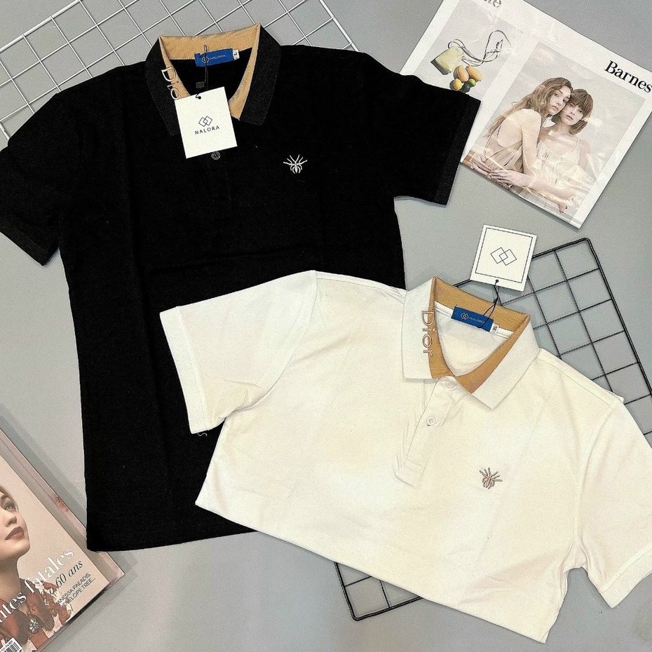 Áo Thun Nam Ngăn Tay Có Cổ Thêu Logo Vải 100% Cotton Siêu Mát