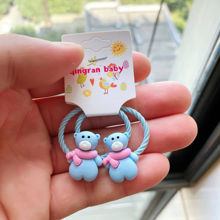 Set 2 Dây Cột Tóc Co Giãn Hình Tuần Lộc Hoạt Hình Dễ Thương Cho Bé Gái