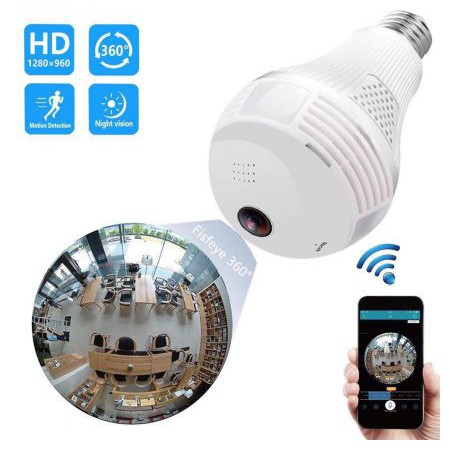 Camera Wifi Hình Bóng Đèn Quan Sát Toàn Cảnh 360 Độ Dùng Phần Mềm Yoosee