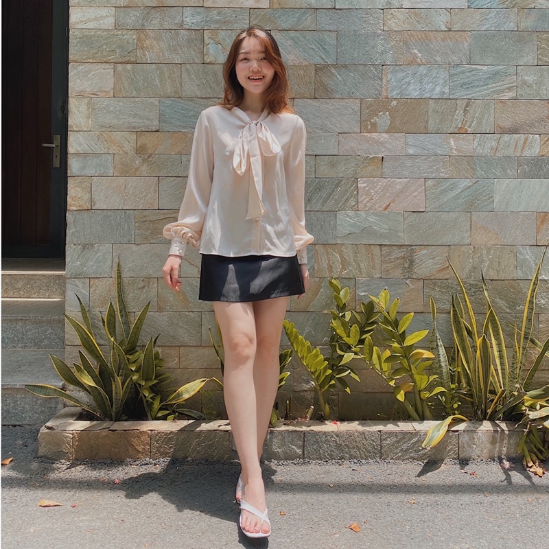 Áo Sơ Mi Nữ Công Sở Kiểu nữ Đẹp Hàn Quốc Tay Phồng  LUCETFASHION cao cấp đen trắng be Kate Shirt