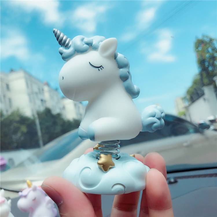 Bộ kỳ lân lò xo nhún nhảy đáng yêu trang trí bảng điều khiển xe hơi