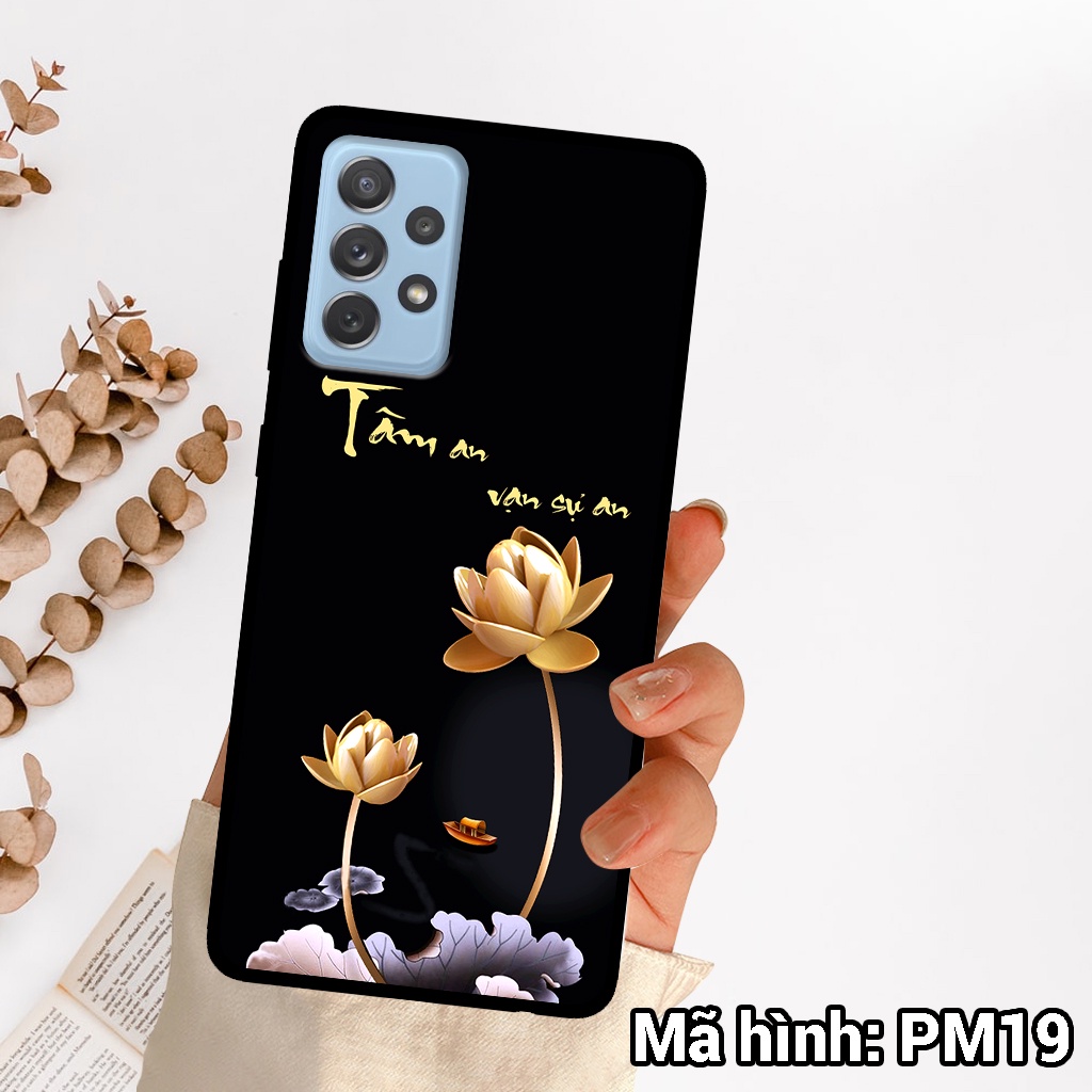 Ốp điện thoại Samsung A32/A52/A72 chất liệu KÍNH tráng gương in hình tâm an vạn sự an,ốp lưng bền đẹp