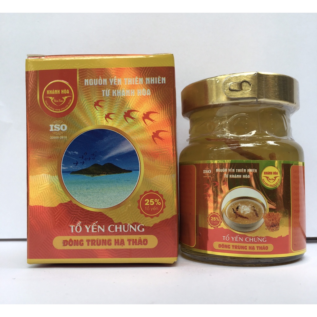 TỔ YẾN CHƯNG ĐÔNG TRÙNG HẠ THẢO. 6 LỌ KHÁNH HÒA YẾN SÀO 25%.
