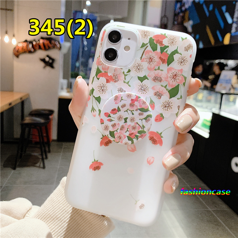 OPPO A9 2020 A53 2020 Reno 4 A3S A5 2020 A5S A12 A92 A31 F9 PRO A33 2020 A11K A11 A1K A12S F7 A52 F5 A7 Reno 2F Reno 3 F5 Youth A91 A32 Reno 2Z A12E A72 A53S Realme C15 C12 C11 C17 C3 C1 C2 7i 5 5S 5i 6i 6 6S Green Leaf Red Flower Stand Soft Case