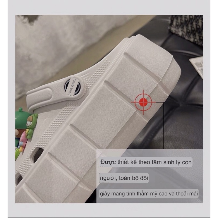 DÉP BÁNH MÌ NỮ ĐẾ CAO 6-7CM, KÈM STICKER HOT TREND STICK HÌNH NGƯỜI MẢRIO 3d(chọn tăng 1 size)