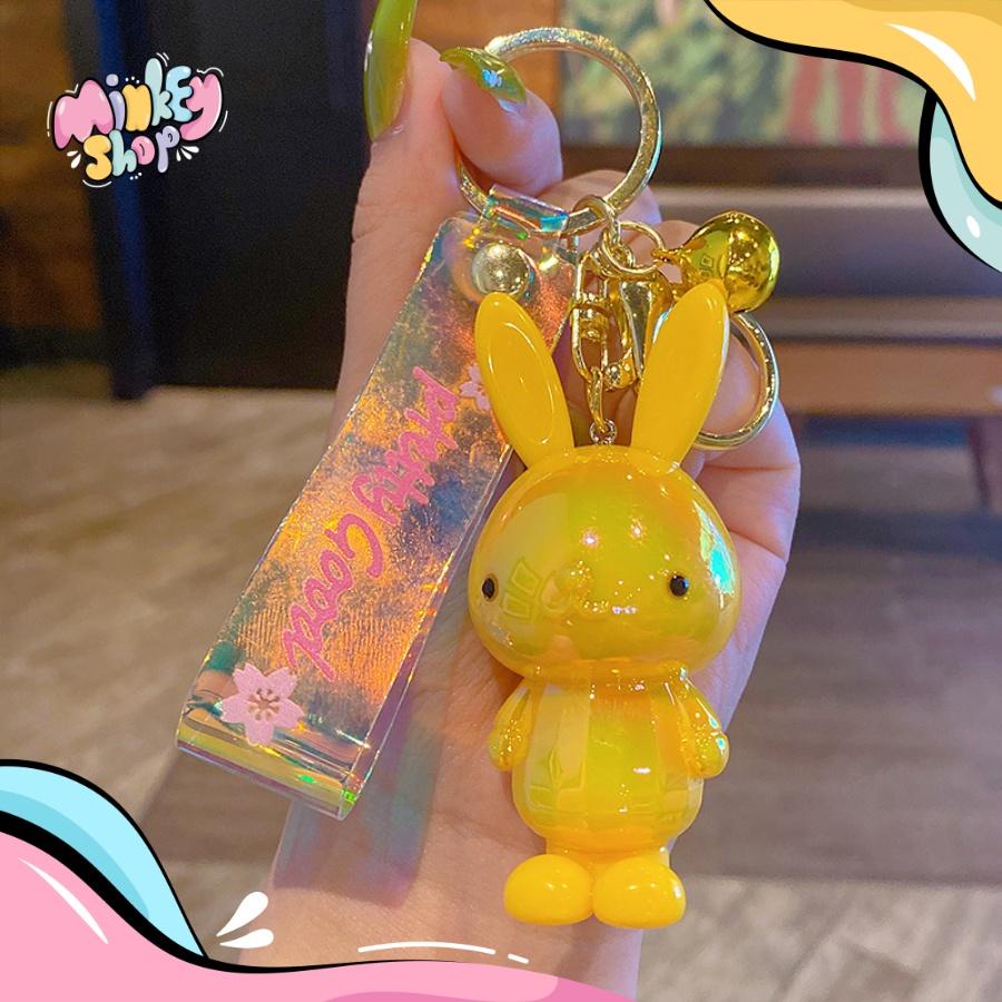 Móc Khoá Tượng Thỏ Pha Lê Pretty Đáng Yêu Nhiều Màu Dễ Thương Phụ Kiện Túi Xách, Balo, Cặp Xách -Minkey