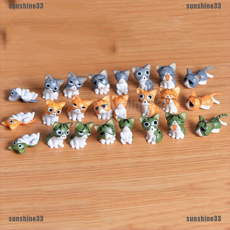 Set 8 Tượng Mèo Con Bằng Nhựa Resin Dễ Thương