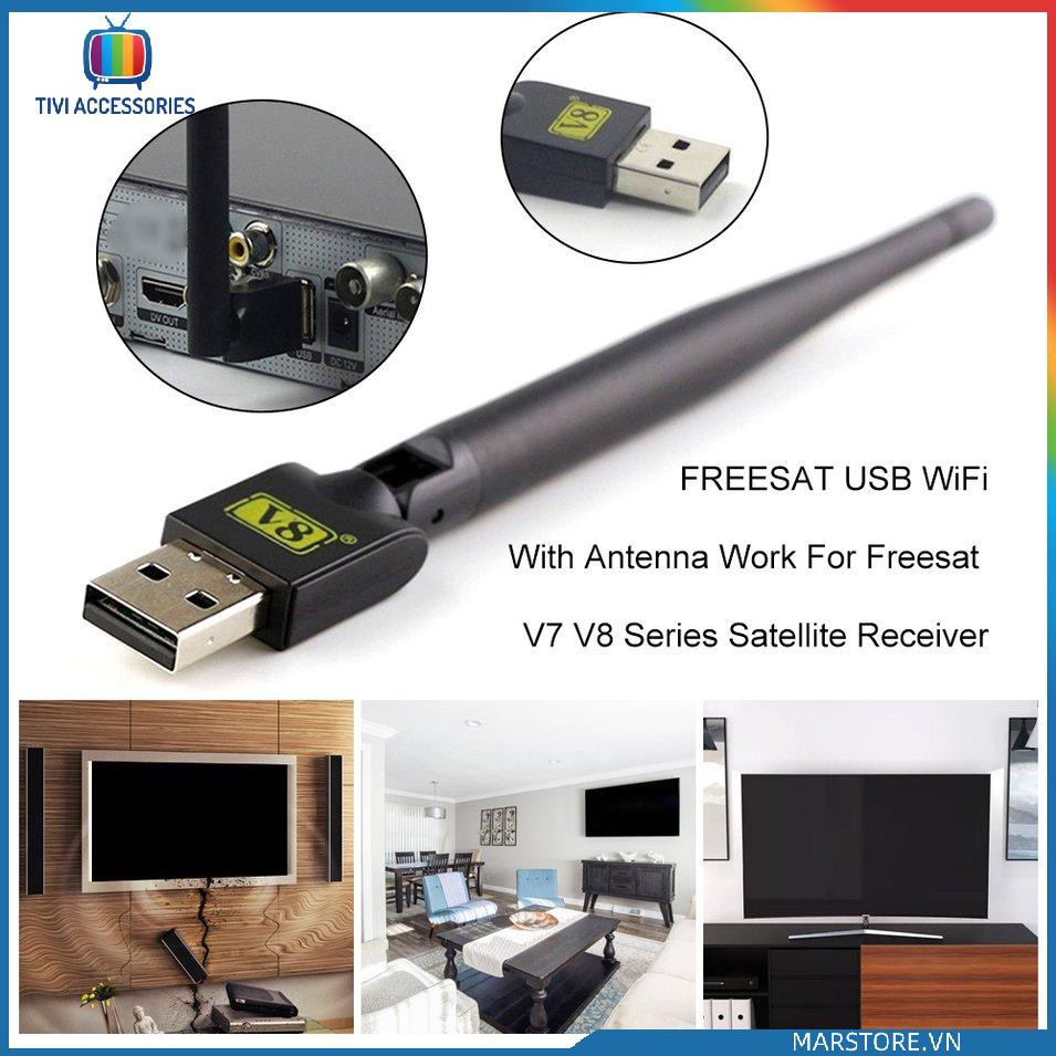 Đầu Thu Sóng Vệ Tinh Freesat Usb Wifi Có Ăng Ten Cho Freesat V7 V8 Series