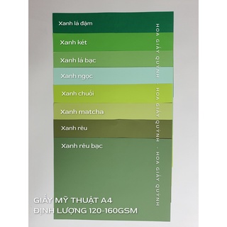 Xấp 100 tờ giấy bìa màu A4 tông xanh lá 120-160gsm