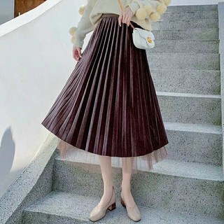 CHÂN VÁY NHUNG MIDI DẬP LI XOÈ MẶC ĐƯỢC HAI KIỂU