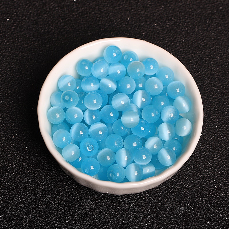 Chuỗi Hạt Tròn Màu Trắng/Xanh Dương Tự Nhiên Kích Thước 6/8/10mm Chất Lượng Cao Dùng Làm Trang Sức Thủ Công 15 Inch