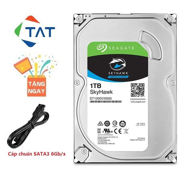 Ổ Cứng HDD 1TB Seagate SkyHawk 3.5 inch Lưu Trữ Chuyên Dụng - BH 24 tháng 1 đổi 1